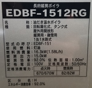 茨城県守谷市K様の改修工事後、CHOFUのEDBF-1512RG、型番